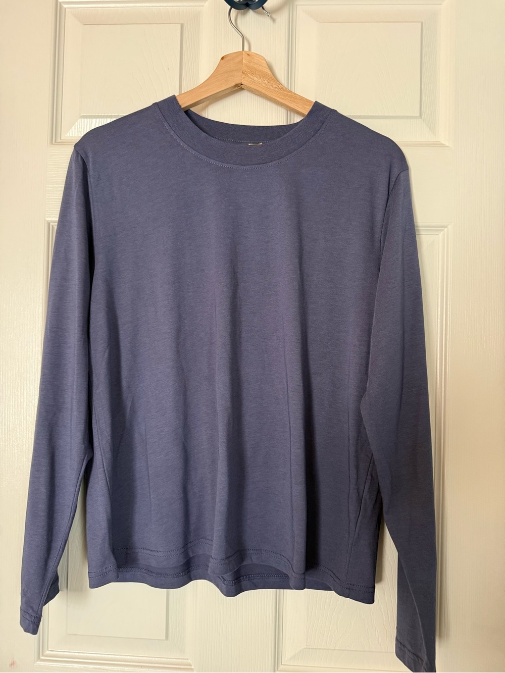 Quince Cotton Modal Relaxed Long Sleeve Tee Storm Blue Medium M NEW